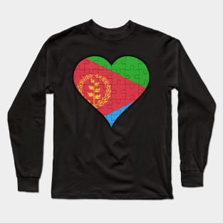 Eritrean Jigsaw Puzzle Heart Design - Gift for Eritrean With Eritrea Roots Long Sleeve T-Shirt